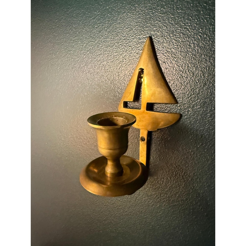 Vintage Brass Sailboat Wall Sconce by Gatco – Nautical Taper Candle Holder